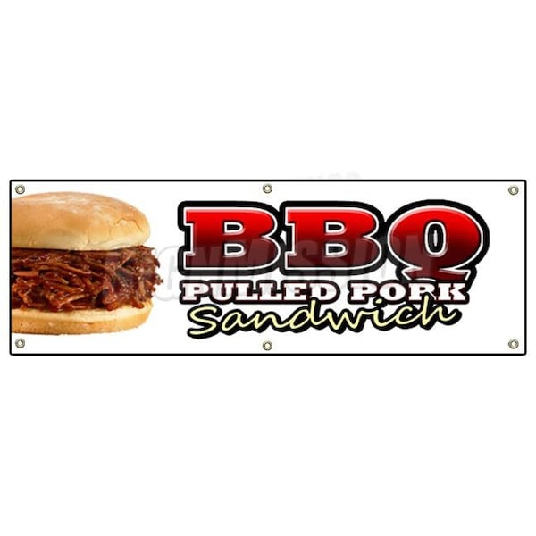 BBQ PULLED PORK SANDWICH BANNER SIGN barbque bbq slow cooked southern Texas